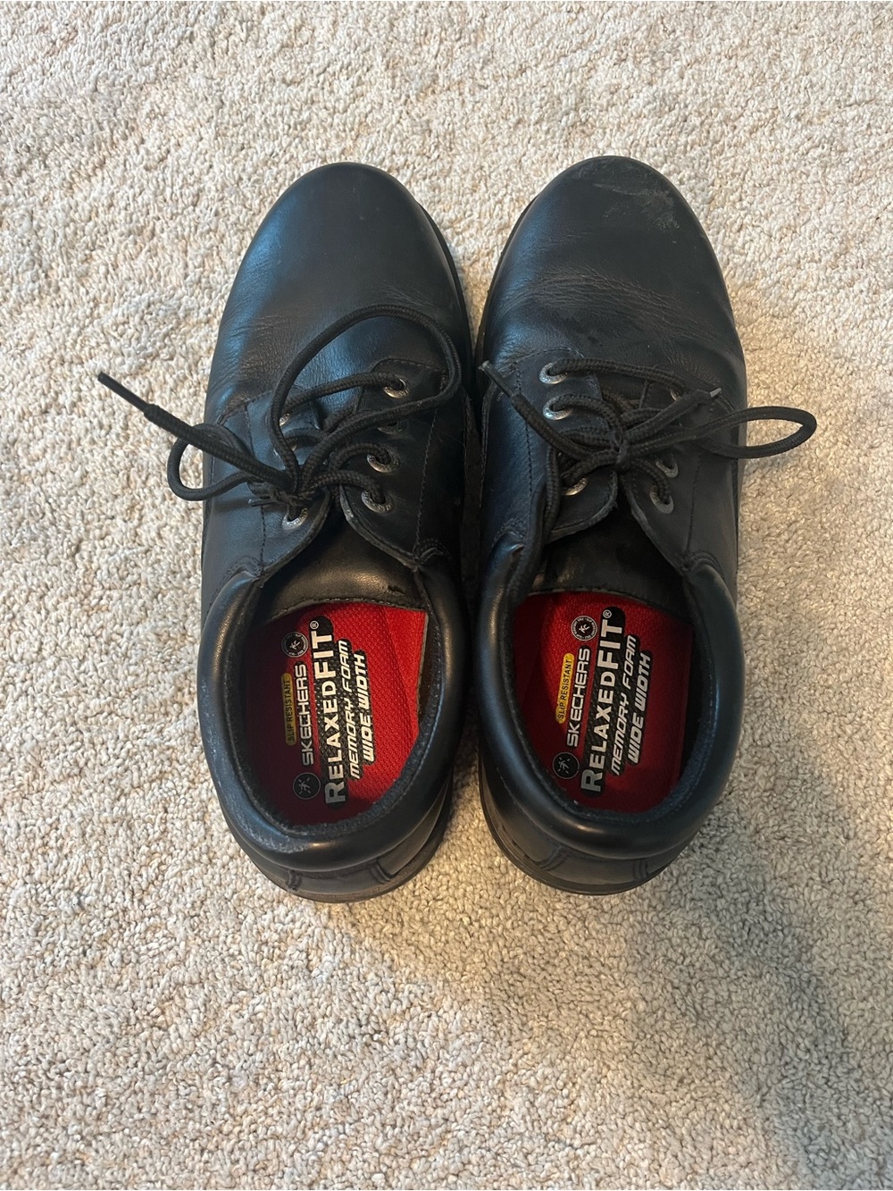 Skechers Black Leather Lace-Up Oxfords